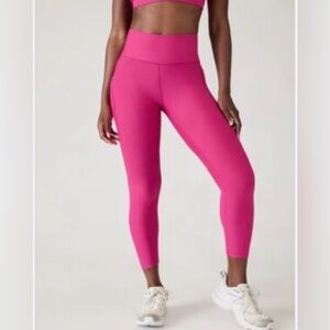 Athleta Women's Salutation Stash High Rise 7/8 Legging Fuchsia Pink Sz L EUC